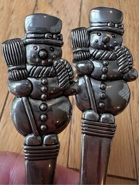 2 Vintage silver plated, International, Silver Company, snowman spoons